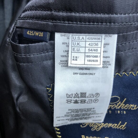 Brooks Brothers Fitzgerald BrooksCool Canvas 2 Button Blazer Mens Size 42S Gray - Picture 7 of 12